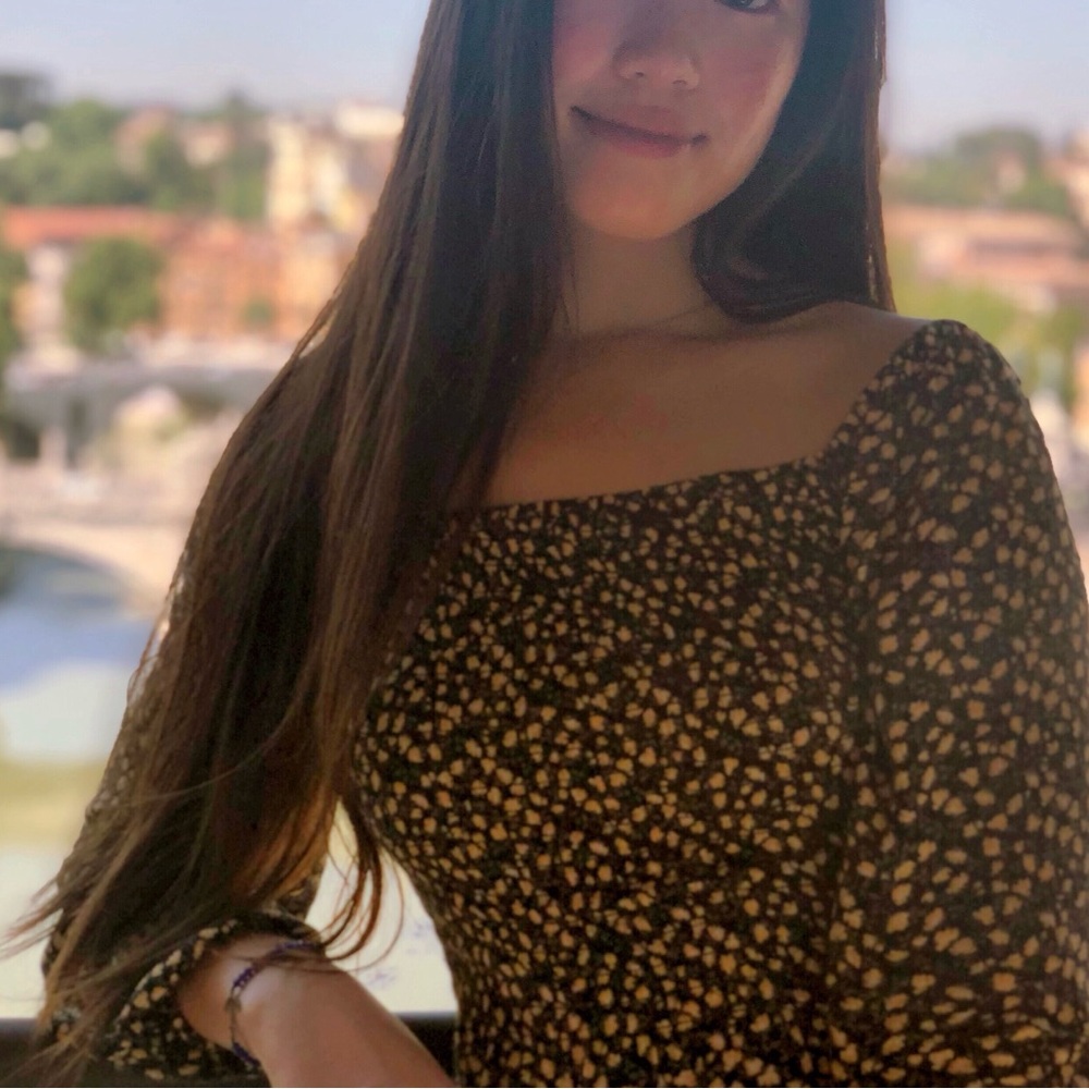 Hollister Black and Gold Floral Top Blouse
